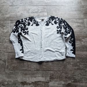 ZARA W/B COLLECTION Floral Velvet Applique Sweatshirt
